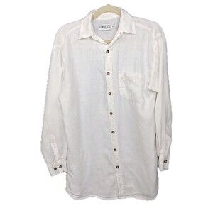 Vintage Timbuktu Station 100% Linen Men’s Button Up Shirt Size S Breathable